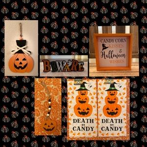 Halloween Jack O Lantern Towels, Jack O Lantern Tier Tray Decor & Wall Decor